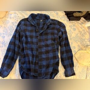 XXS Blue and Black Uniqlo Flannel